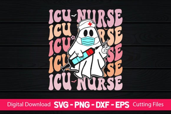 ICU Nurse Retro Boo Ghost Graphics for Crafts