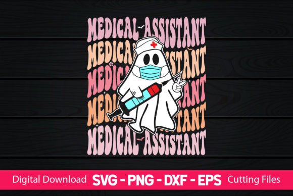 Medical Assistant Retro Boo Ghost Graphics & Crafts