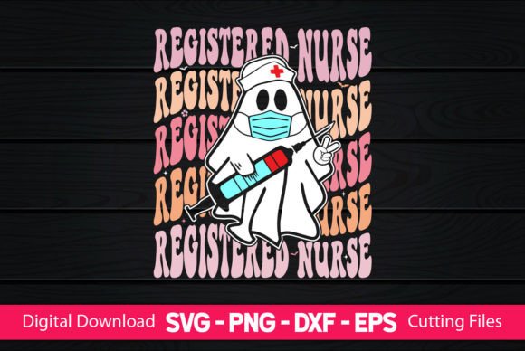 Registered Nurse Retro Boo Ghost Graphics & Crafts